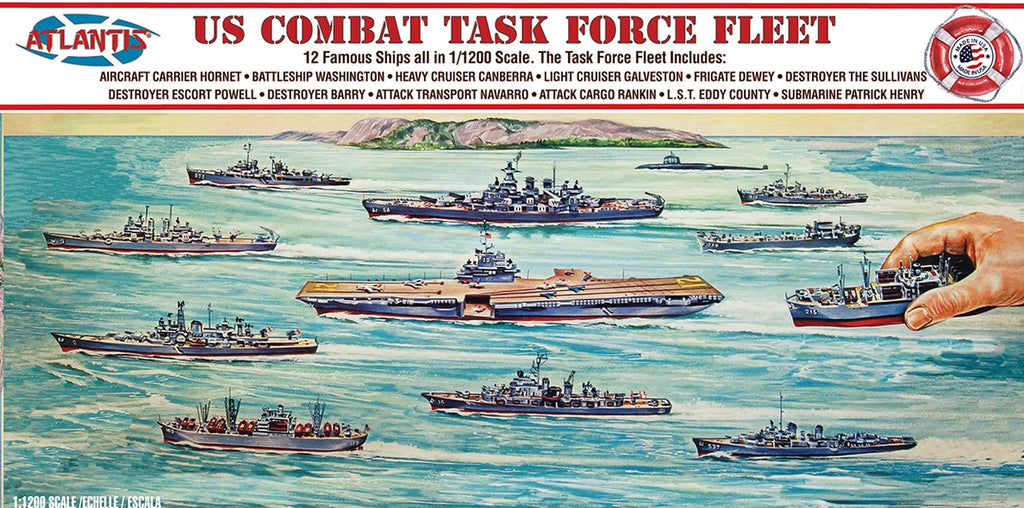 Atlantis Models 1/1200 US Combat Task Force Fleet Set: 12 Different Ships Kit
