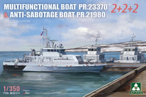 Takom Ships 1/350 PR23370 Multifunctional Boat & PR21980 Anti-Sabotage Boat (6) (New Tool) Kit