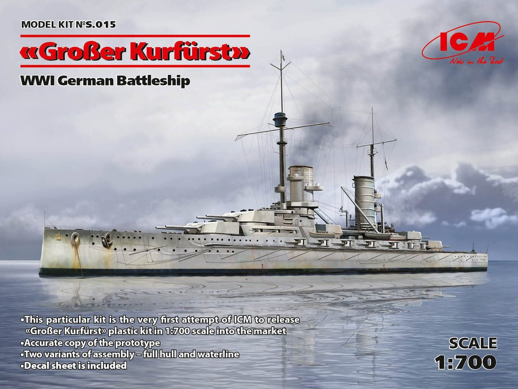 ICM Model Ships 1/700 WWI German Grosser Kurfurst Battleship Kit (New Tool)