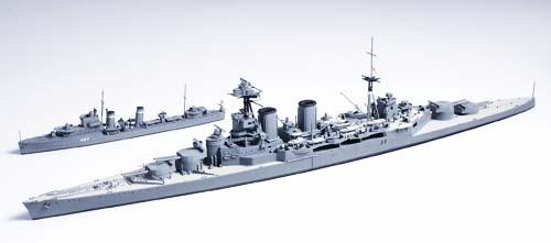 Tamiya Model Ships 1/700 HMS Hood Battleship & E Class Destroyer Battle of Denmark Strait Waterline Kit