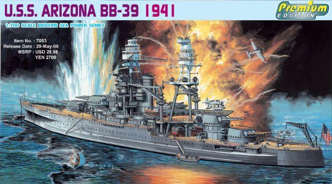 Dragon Model Ships 1/700 USS Arizona BB39 Battleship 1941 Premium Edition Kit