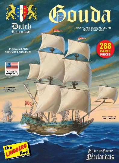 Lindberg 1/25 Gouda Dutch Man-o-War Sailing Ship Kit