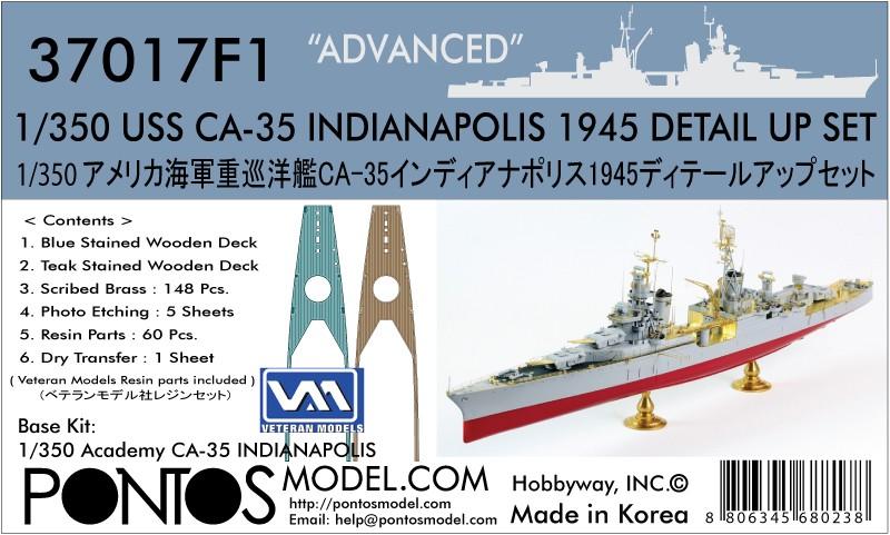 Pontos Model 1/350 USS Indianapolis CA35 1945 Detail Set for ACY & TSM