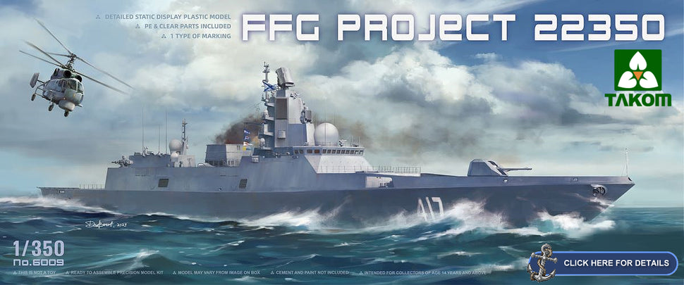 Takom 1/350 Russian FFG Project 22350 Admiral Gorshkov Class Frigate Kit
